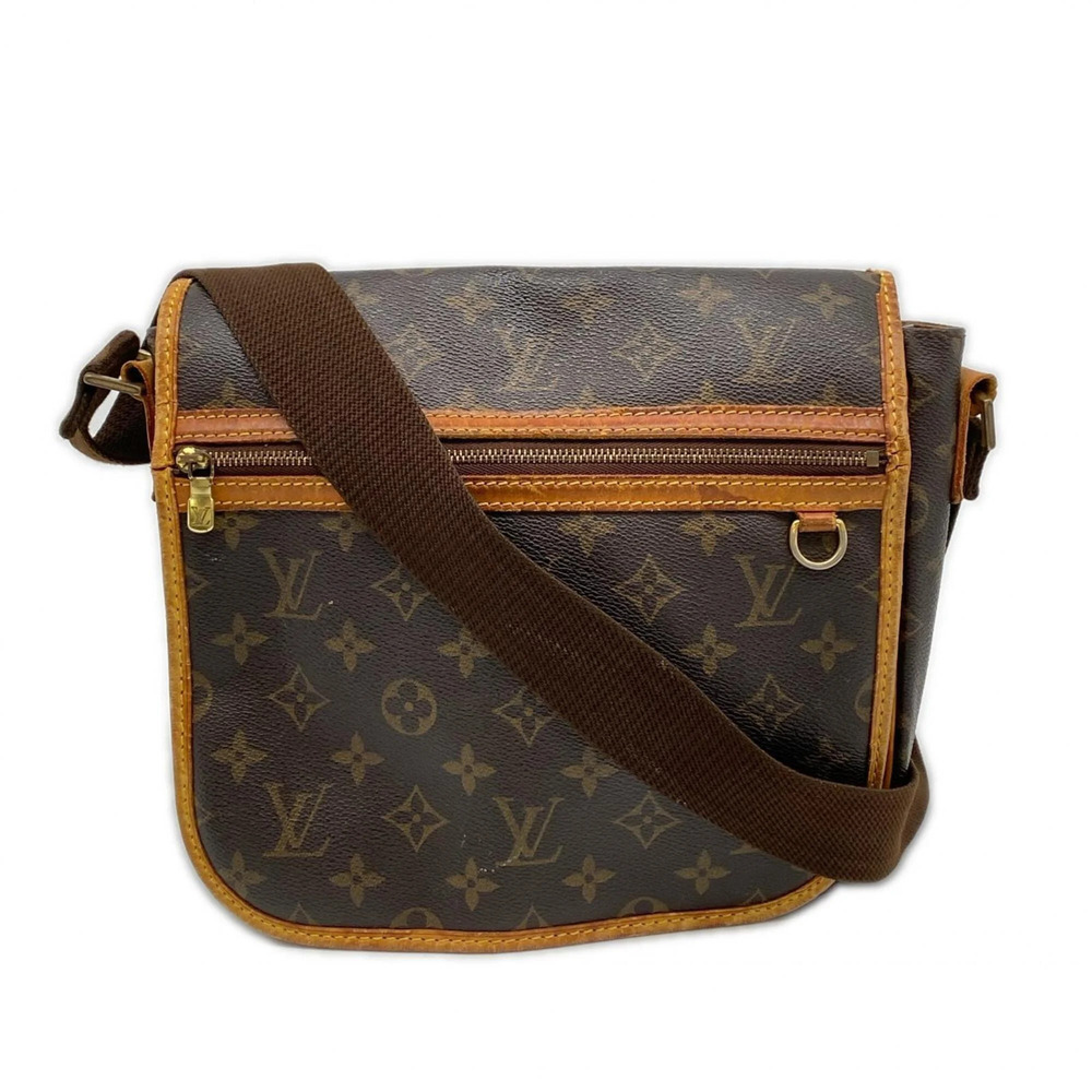 LOUIS VUITTON Authentic Brown Monogram Leather Messenger Shoulder Bag